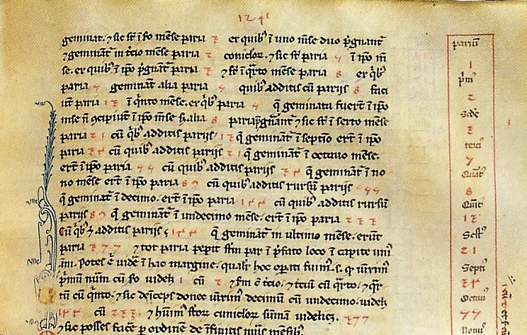A page from the Liber Abbaci showing the Fibonnaci sequence